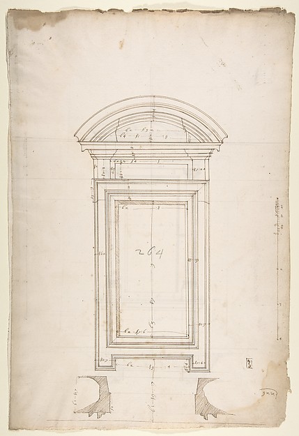 San Lorenzo, New Sacristy, window, plan; elevation (recto) San Lorenzo, New Sacristy, window, plan; elevation (verso)