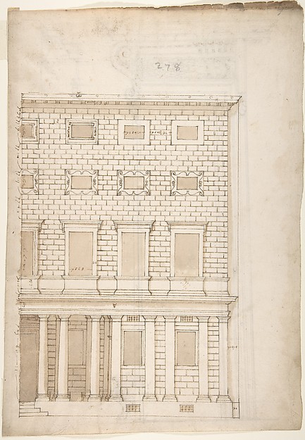 Palazzo Massimo alle Colonne, elevation (recto) Palazzo Massimo alle Colonne, portal, elevation; portal entablature, profile (verso)