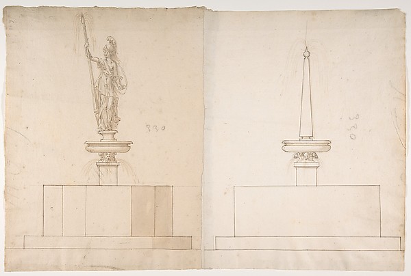 Two Plans and Elevations for Fountains