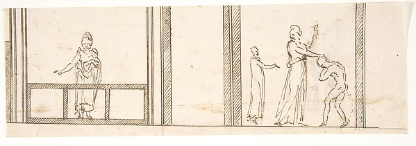 Unidentified building, ceiling or wall, painted frieze or decorative panels (recto) Unidentified building, cornice (verso)