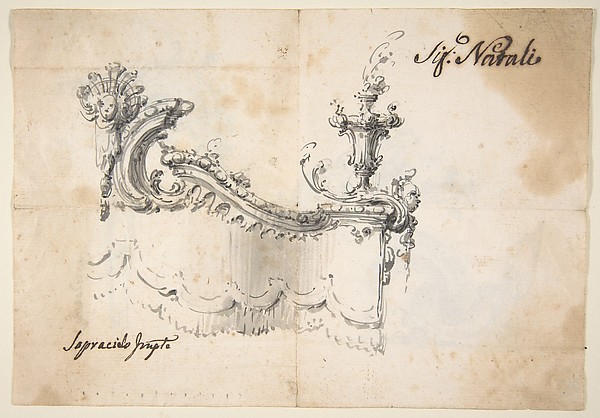 Design for a Canopy (recto).  Design for an Armchair (verso)