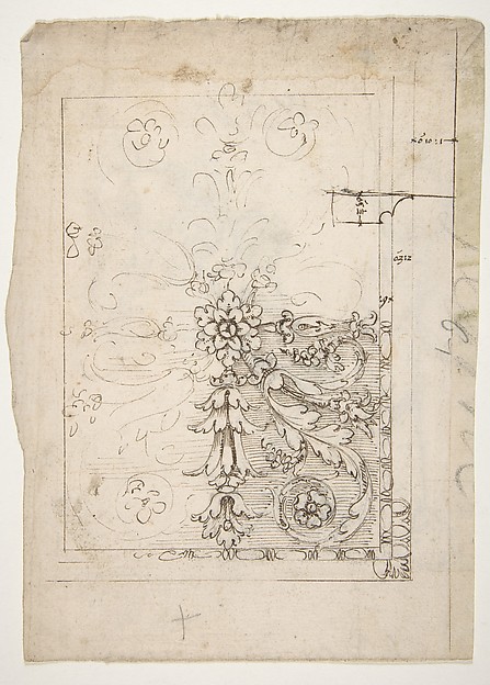 Temple of Castor and Pollux, soffit panel, ceiling plan (recto) Unidentified, stucco or fresco, details (verso)