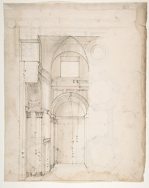 S. Giovanni Laterno, Oratorio della Santa Croce, section, perspective (recto) blank (verso)