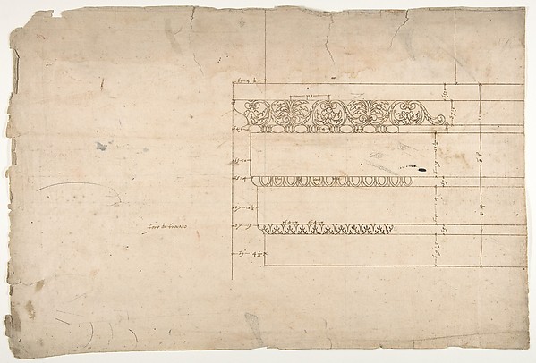 Temple of Minerva, elevation of architrave (recto) Temple of Minerva, column shaft (verso)