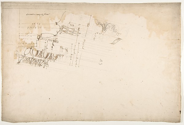 Unidentified, cornice, projection (recto) blank (verso)