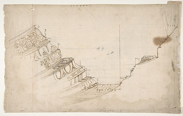 Domus Augustiana, cornice, profile projection (recto) Ara Grimani, base (verso)
