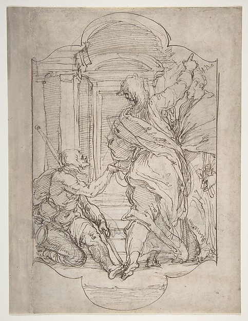 Saint Peter and Saint John Healing a Cripple at the Gate of the Temple by Perino del Vaga (Pietro Buonaccorsi)