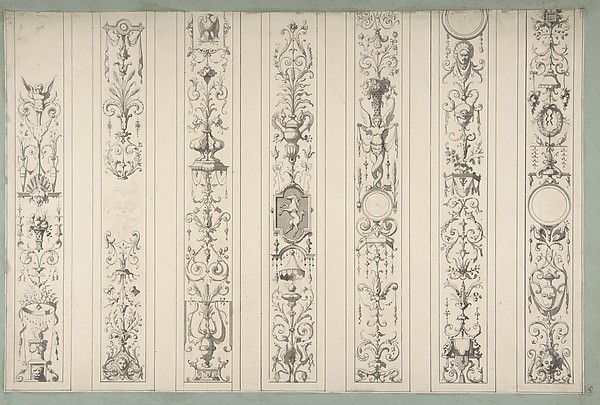 Design for Seven Vertical Panels of Arabesque Decoration, Farnsborough, England