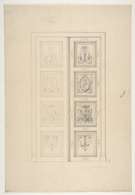 Design for double doors in a house at 18 rue Matignon