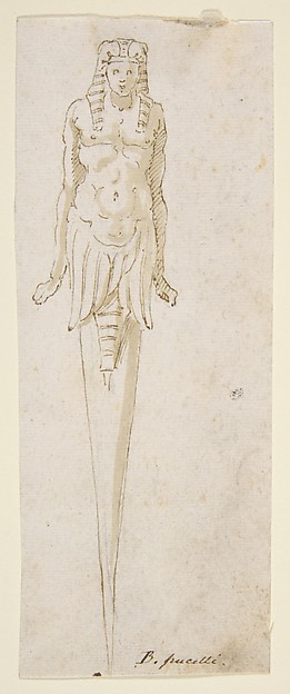 Design for Pointed Utensil with an Egyptian Style Figure on the Handle