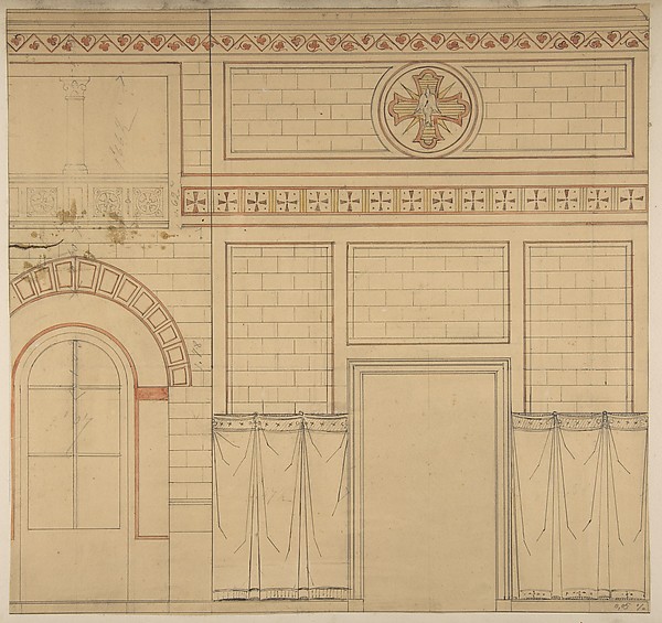 Elevation of a wall decorated with the dove of the holy ghost