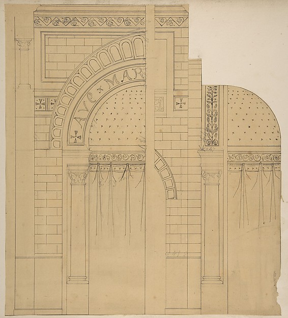 Elevation of a wall design, possibly for a chapel