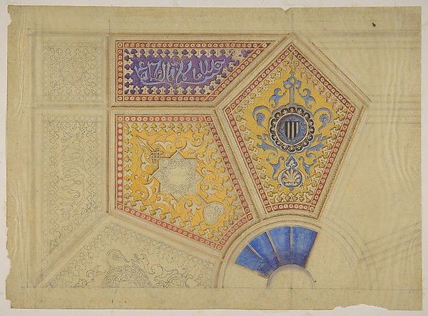 Design for the painted decoration of a coffered ceiling
