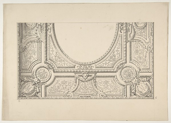 Design for the painted decoration of a ceiling with the monogram:  M