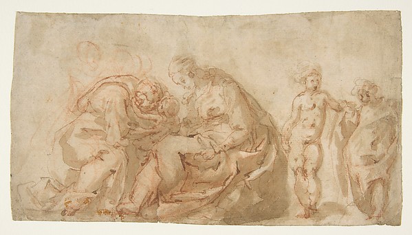 The Holy Family with Attendant Putti by Cesare Pollino (Cesare dal Francia or Franchi)