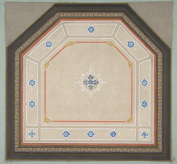 Design for the decoration of a pentagonal ceiling