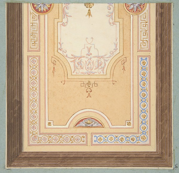 Design for the painted decoration of a ceiling in with strapwork and rinceaux