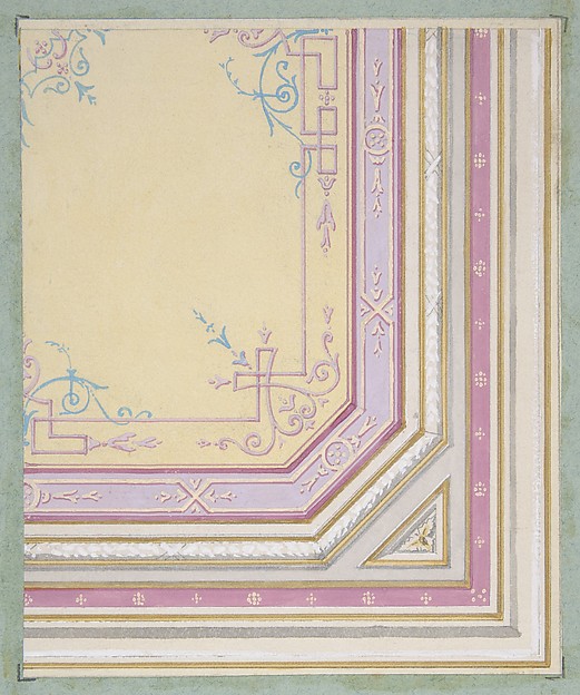 Partial design for the painted decoration of a ceiling