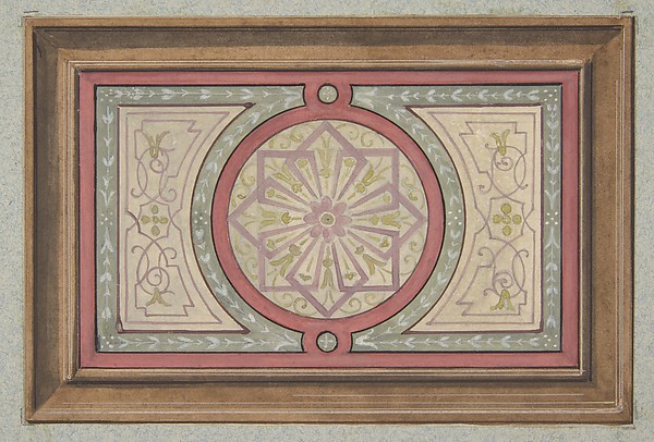 Design for a framed panel with painted decoration
