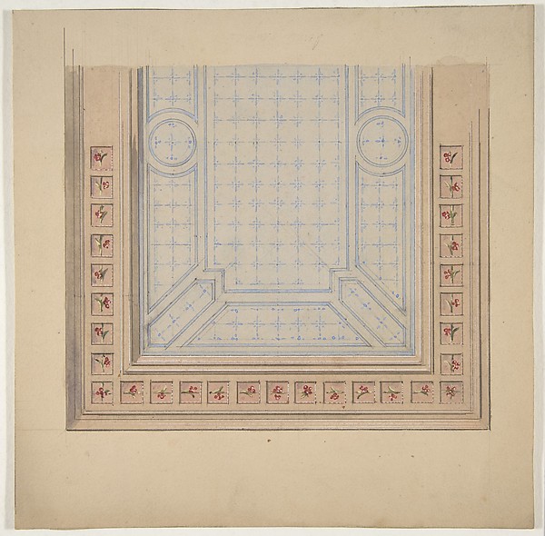 Partial design for ceiling with a border of flowers