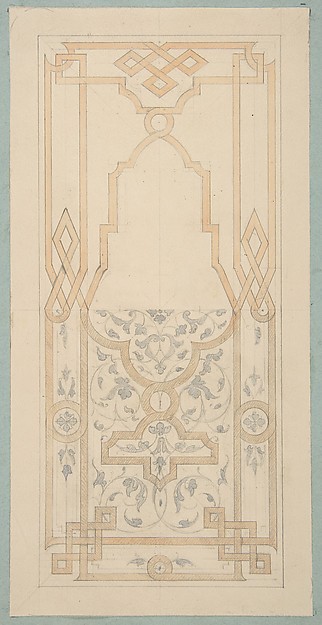 Design for a panel ornamented with strapwork and rinceaux