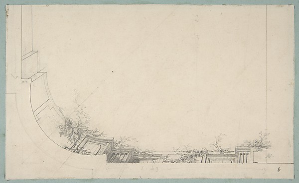 Partial design for a ceiling decorated with a trompe l'oeil balustrade
