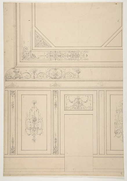 Design for the painted decoration of a rooms walls and ceiling