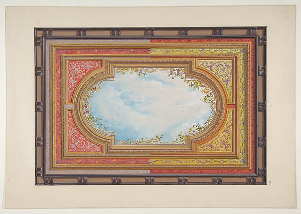 Design for a ceiling painted with trompe l'oeil clouds