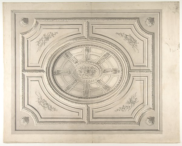 Design for a ceiling with trophies and a trompe l'oeil coffers