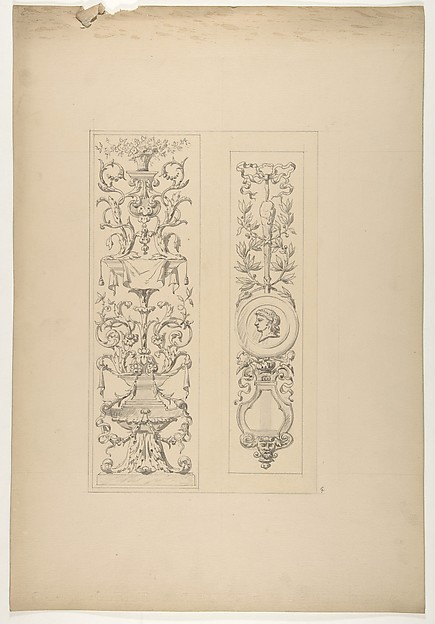 Two designs for decorative panels in rococco style