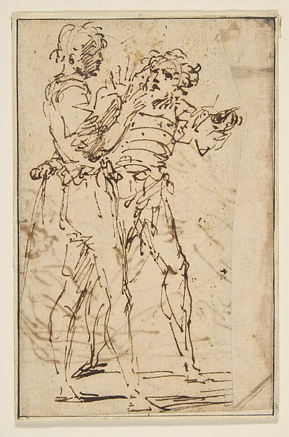 Two Standing Men Gesticulating