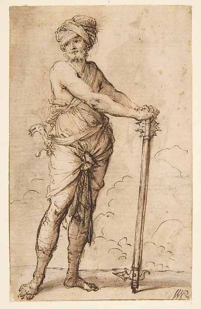 Turbaned Warrior Holding a Mace