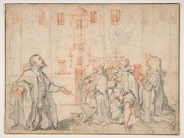 Family Group Kneeling Before a Street Shrine