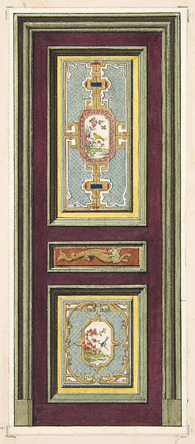 Design for the decoration of a door with Chinese motifs