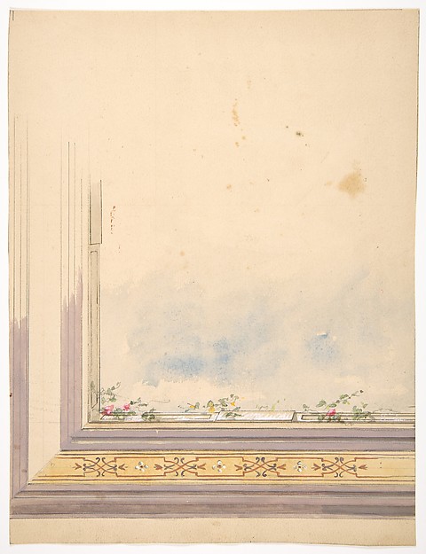 Design for a ceiling painted with clouds and flowering vines