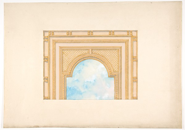 Partial design for a decorated ceiling painted with clouds