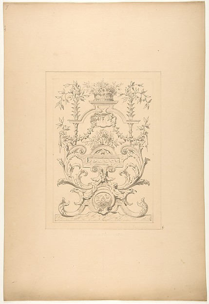 Design for a decorative panel in the Baroque style for the Chateau de Vaux-Praslin