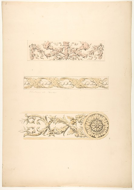 Three ornamental motifs in rococco style