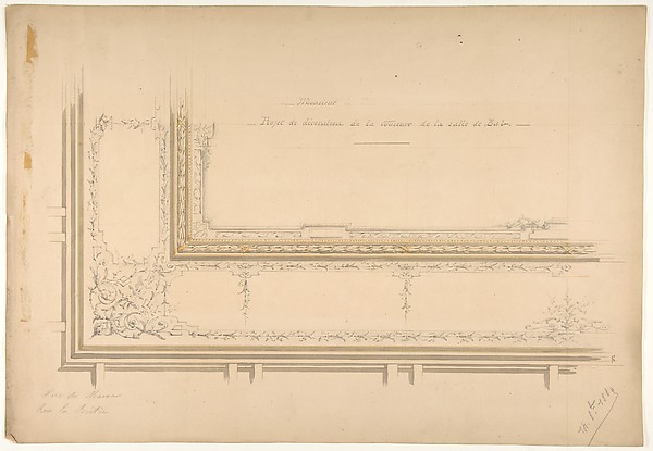 Design for ceiling decoration in the residence of the Duc de Massa on the rue la Boétie, Paris