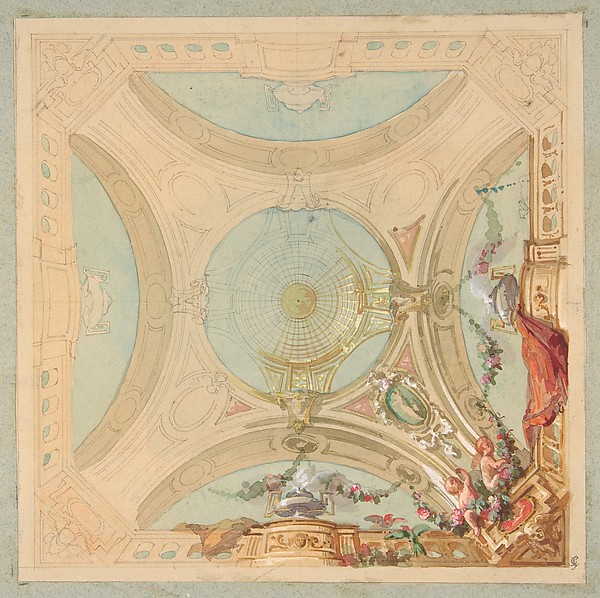 Design for a ceiling with garland bearing putti