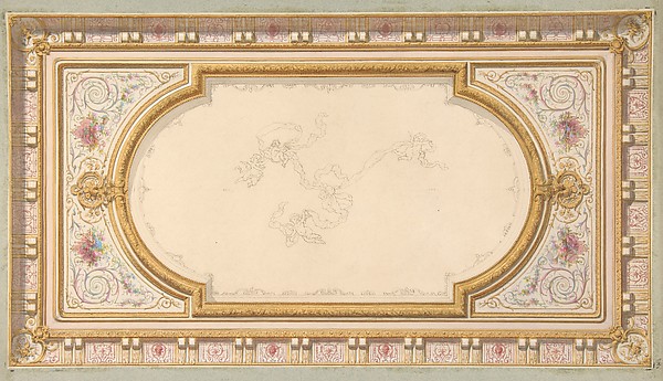 Design for a ceiling with ribbon bearing putti