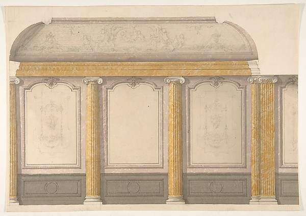 Design for wall panels with putti and flowered garlands