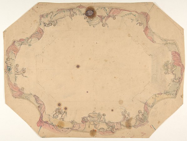 Design for a ceiling painted with putti, garlands, and swags