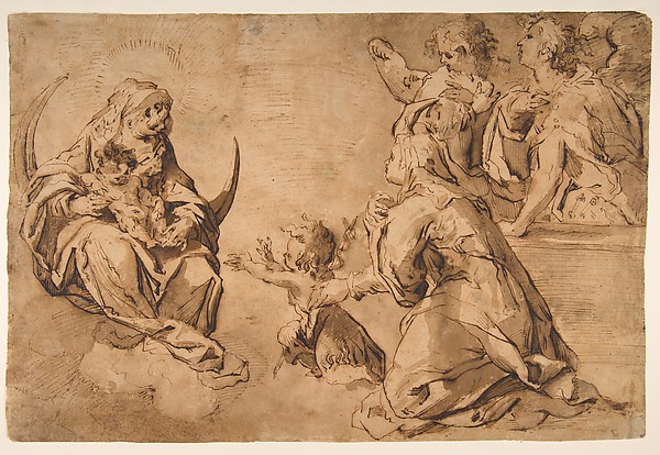 Madonna and Child with Saint John, Saint Anne, and Two Angels in Adoration by Francesco Stringa