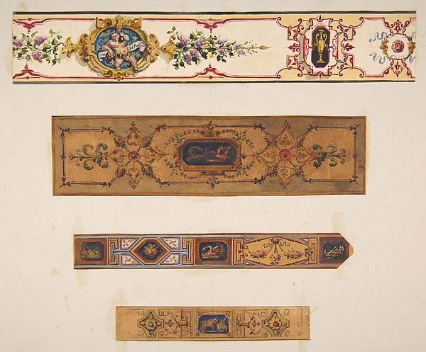 Four designs for painted borders to decorate a room