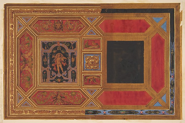 Design for a ceiling painted with grotesque motifs
