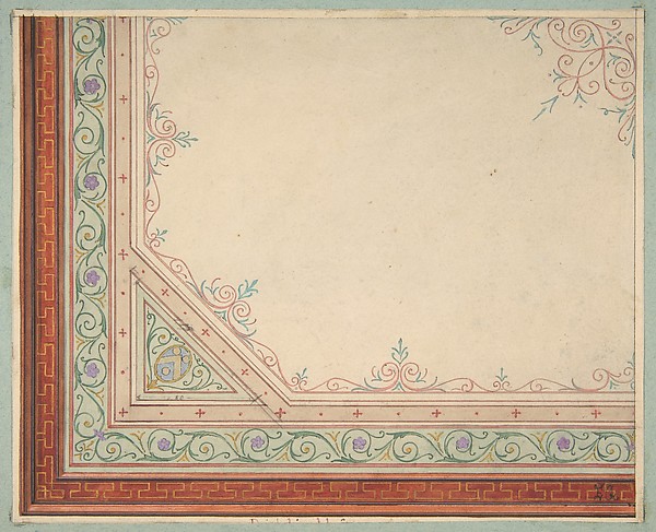 Partial design for the painted decoration of a ceiling