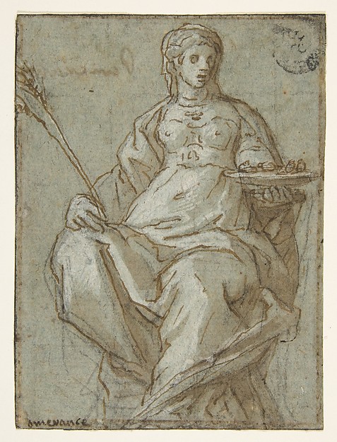 Allegorical Female Figure Holding a Branch and a Dish