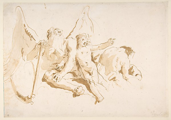 Time Seated, with Two Attendant Figures