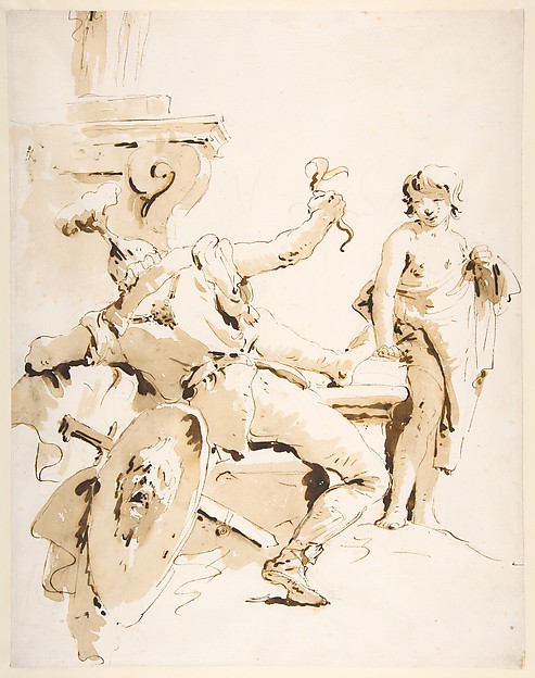 Scherzo di Fantasia: Seated Warrior Holding a Serpent, and Standing Youth